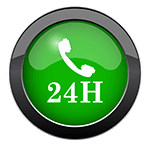 בלוג תמונה של כפתור ירוק עם סמל מקלט הטלפון ו 24h מתחת
