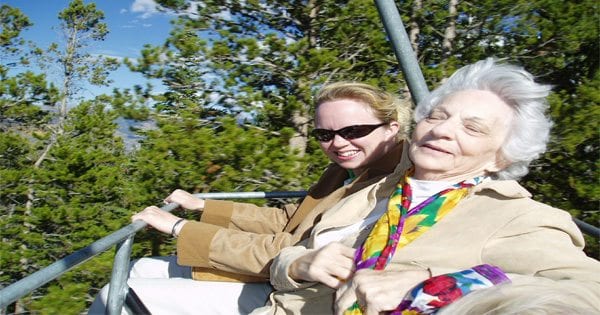 blog picture of grandma and daughter on amusement park ride