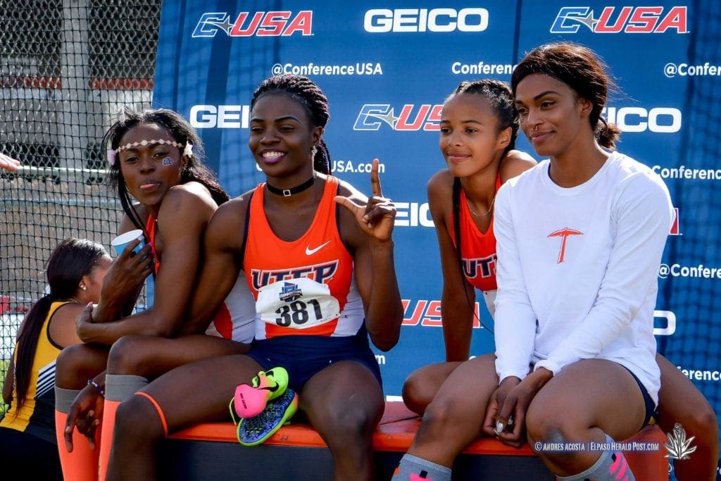 UTEP' Women capture the gold medal in 4X100 at the 2017 CUSA Track and field meet, Finals Kidd Field El Paso Texas