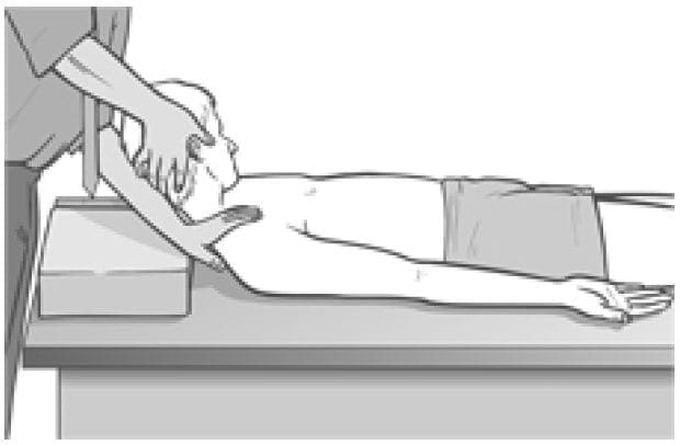 Figure 4 36 MET Test A and Treatment Position for Levator Scapula on the Right Side