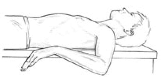 Figure 4 37 Assessment and Self-Treatment Position for Infraspinatus